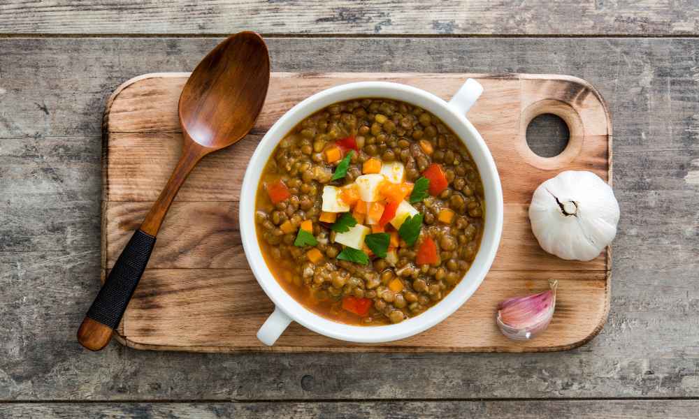 Lentil soup on bowl. 