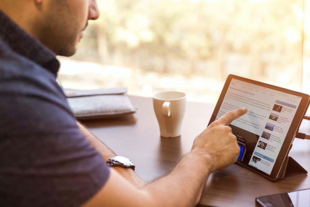 Man connecting on LinkedIn.