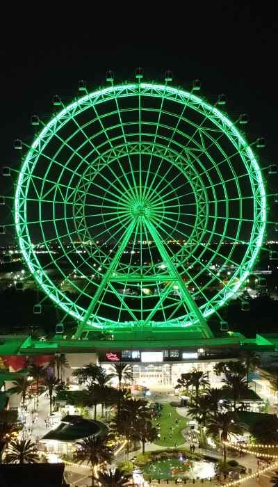 A view of the Orlando Eye at night.