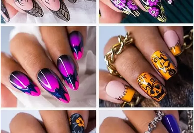 Trendy Halloween Nails Spooky Characters: From classic ghosts and ghouls to intricate designs of your favorite horror movie characters, these detailed artworks turn your nails into a horrifying masterpiece. Chic Spider Webs: Sleek and simple, spider web designs can be executed in a variety of colors against a contrasting base, making a stylish yet spooky statement. Blood Drip Effect: Nothing screams "Halloween" like the look of dripping blood. Opt for a glossy red over a nude or black base to achieve this chilling effect. Pumpkin Patch Art: Embrace the spirit of fall with cute pumpkin designs. Use oranges, yellows, and greens to create a mini pumpkin patch right at your fingertips.