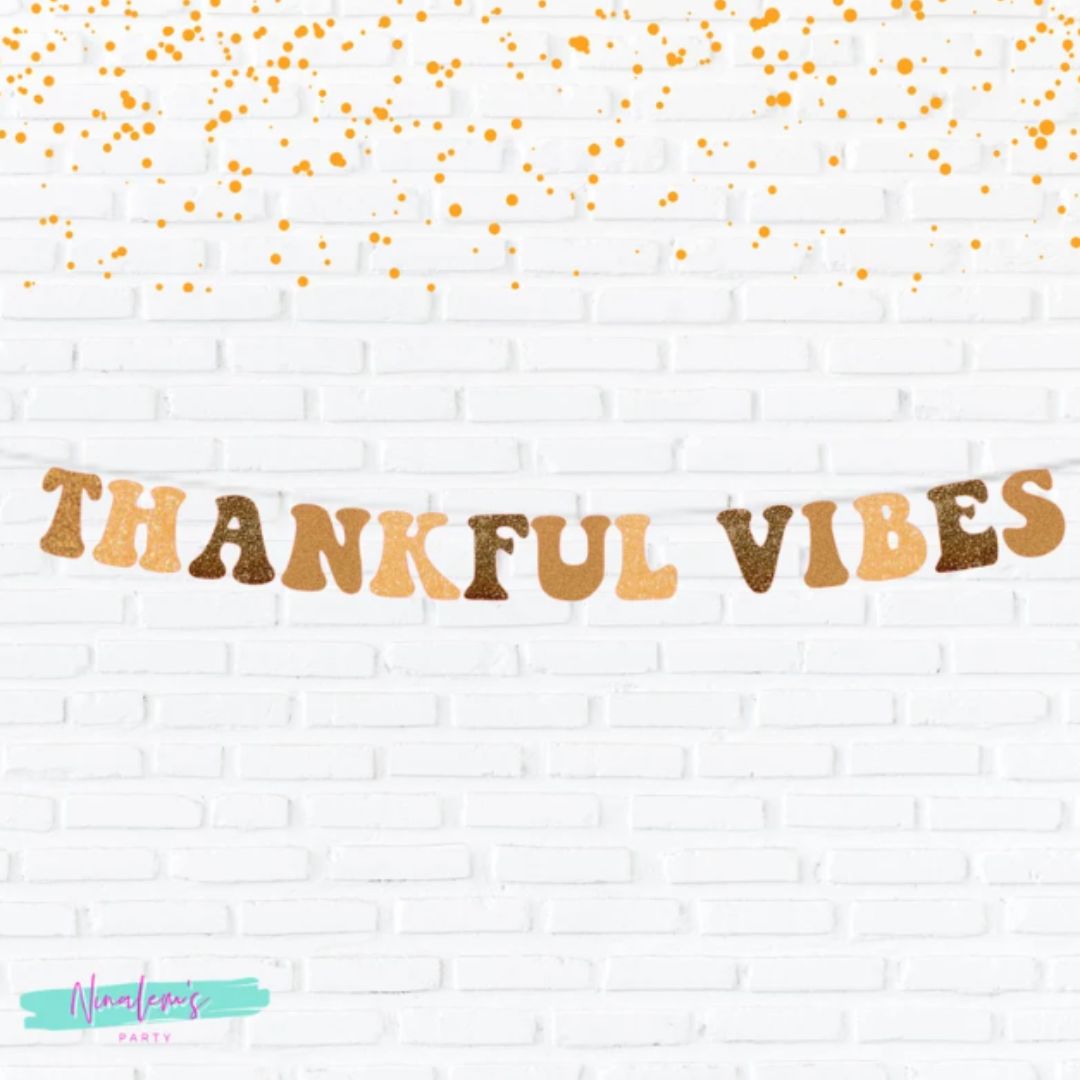 thankful vibes banner friendsgiving pink